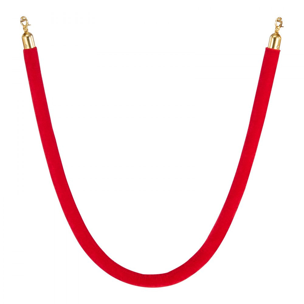 VEVOR 2 Pcs Red Velvet Stanchion Ropes, 5 ft Crowd Control Stanchion Red Velvet Ropes with Gold Hooks, Post Queue Barrier Carpet Rope for Carpet Events Movie Theaters Grand Openings Hotels Party