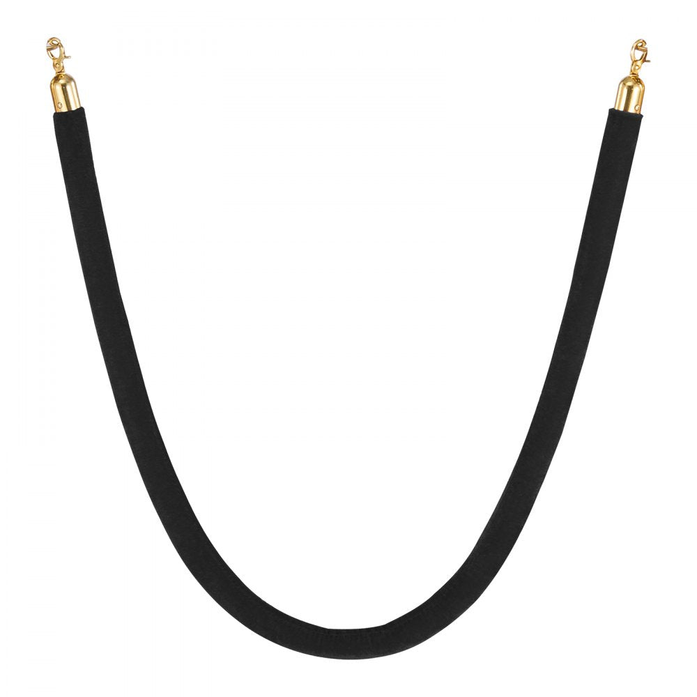 VEVOR 2 Pcs Black Velvet Stanchion Ropes, 5 ft Crowd Control Stanchion Black Velvet Ropes with Gold Hooks, Post Queue Barrier Carpet Rope for Carpet Events Movie Theaters Grand Openings Hotels Party