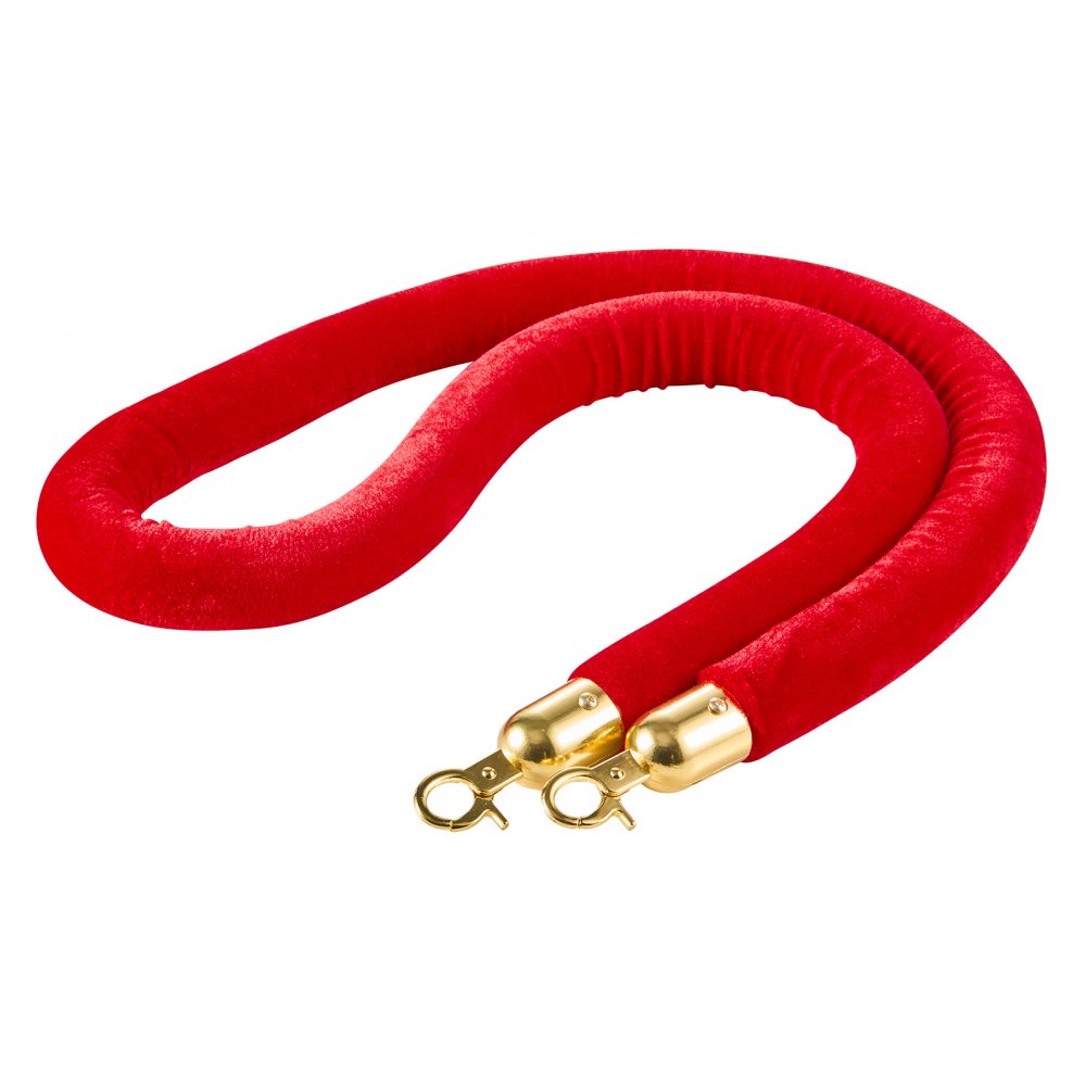 VEVOR 4 Pcs Red Velvet Stanchion Ropes, 5 ft Crowd Control Stanchion Red Velvet Ropes with Gold Hooks, Post Queue Barrier Carpet Rope for Carpet Events Movie Theaters Grand Openings Hotels Party