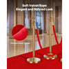 VEVOR 4 Pcs Red Velvet Stanchion Ropes, 5 ft Crowd Control Stanchion Red Velvet Ropes with Silver Hooks, Post Queue Barrier Carpet Rope for Carpet Events Movie Theaters Grand Openings Hotels Party