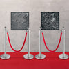 VEVOR 4PCS Stainless Steel Stanchion Posts Queue, Red Velvet Ropes Silver Post, 5FT Rope Barriers Queue Line Crowd Control Barriers for Party Supplies
