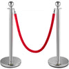 VEVOR 4PCS Stainless Steel Stanchion Posts Queue, Red Velvet Ropes Silver Post, 5FT Rope Barriers Queue Line Crowd Control Barriers for Party Supplies