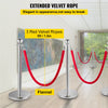 VEVOR Crowd Control Stanchion, Set of 4 Pieces Silver Stanchion Set, Stanchion Set with 5 ft/1.5 m Red Velvet Rope, Crowd Control Barrier