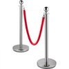 VEVOR Crowd Control Stanchion, Set of 4 Pieces Silver Stanchion Set, Stanchion Set with 5 ft/1.5 m Red Velvet Rope, Crowd Control Barrier