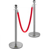 VEVOR Crowd Control Stanchion, Set of 4 Pieces Silver Stanchion Set, Stanchion Set with 5 ft/1.5 m Red Velvet Rope, Crowd Control Barrier
