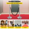 VEVOR Crowd Control Stanchion, Set of 2 Pieces Stanchion, Stanchion Set with 5 ft/1.5 m Black Velvet Rope, Silver Crowd Control Barrier with Sturdy Concrete and Metal Base – Easy Connect Assembly