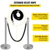 VEVOR Crowd Control Stanchion, Set of 2 Pieces Stanchion, Stanchion Set with 5 ft/1.5 m Black Velvet Rope, Silver Crowd Control Barrier with Sturdy Concrete and Metal Base – Easy Connect Assembly