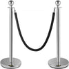 VEVOR Crowd Control Stanchion, Set of 2 Pieces Stanchion, Stanchion Set with 5 ft/1.5 m Black Velvet Rope, Silver Crowd Control Barrier with Sturdy Concrete and Metal Base – Easy Connect Assembly