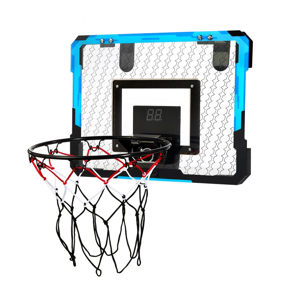 VEVOR Kids Basketball Hoop, Mini Basketball Goal with Electronic Scoreboard, Over The Door Basketball Hoop with Scoring & Music Accompaniment Functions, LED Light, Indoor Basketball Hoop for Kids 3+