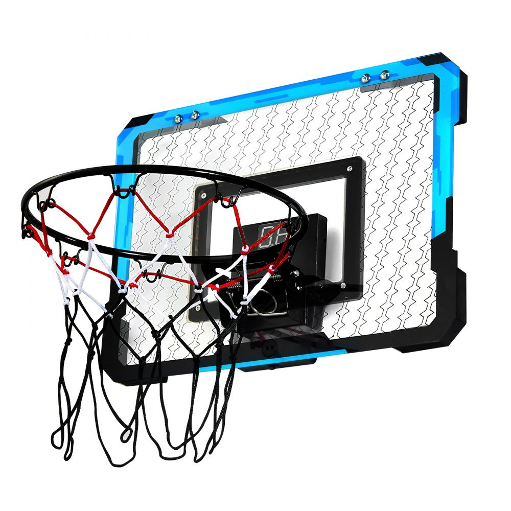 VEVOR Kids Basketball Hoop, Mini Basketball Goal with Electronic Scoreboard, Over The Door Basketball Hoop with Scoring & Music Accompaniment Functions, LED Light, Indoor Basketball Hoop for Kids 3+
