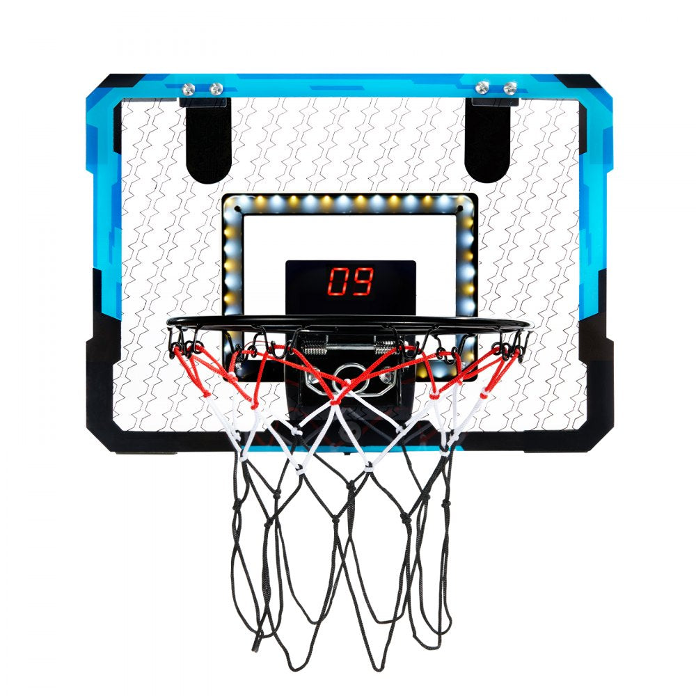 VEVOR Kids Basketball Hoop, Mini Basketball Goal with Electronic Scoreboard, Over The Door Basketball Hoop with Scoring & Music Accompaniment Functions, LED Light, Indoor Basketball Hoop for Kids 3+