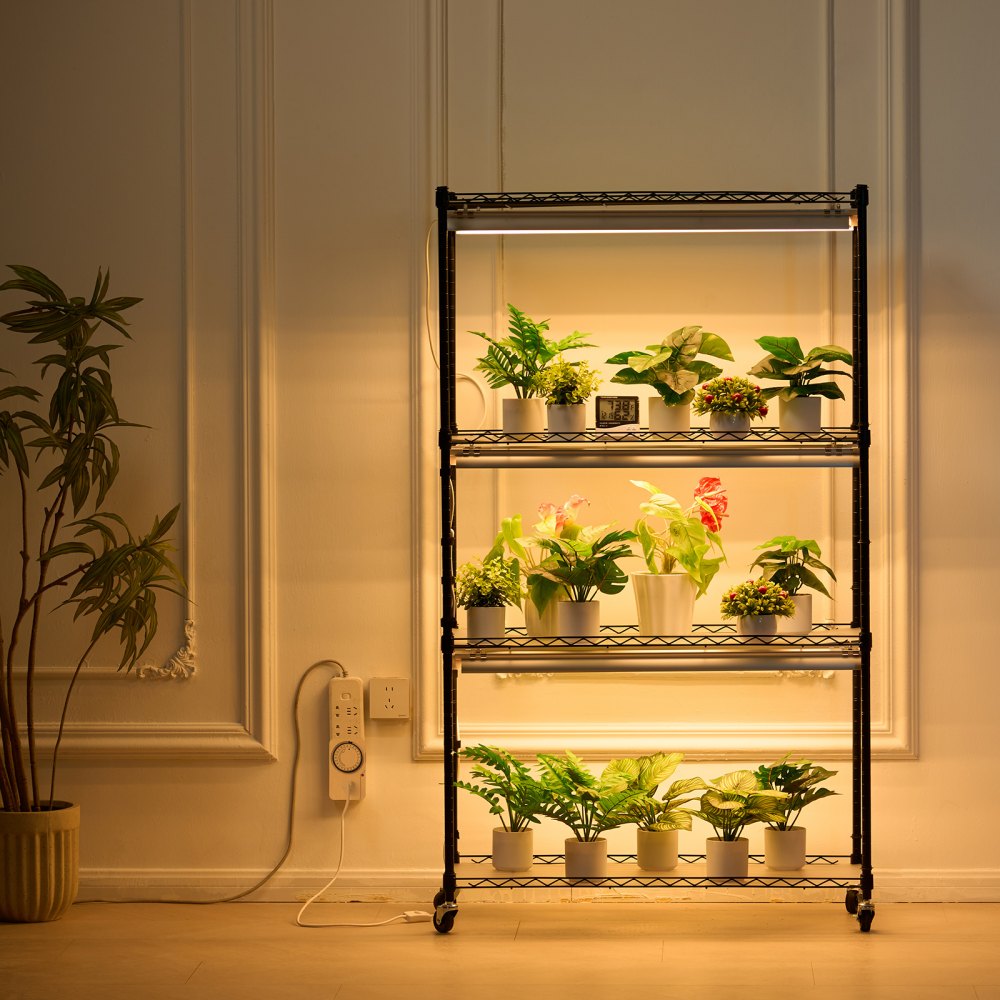 VEVOR Plant Stand with Grow Light, 4 Tiers Plant Shelf with 3000K 180W LED Full Spectrum Light for Indoor Plants, Grow Light Shelf with Timer for Seed Starting 35.4" L  x 13.8" W x 59.1" H