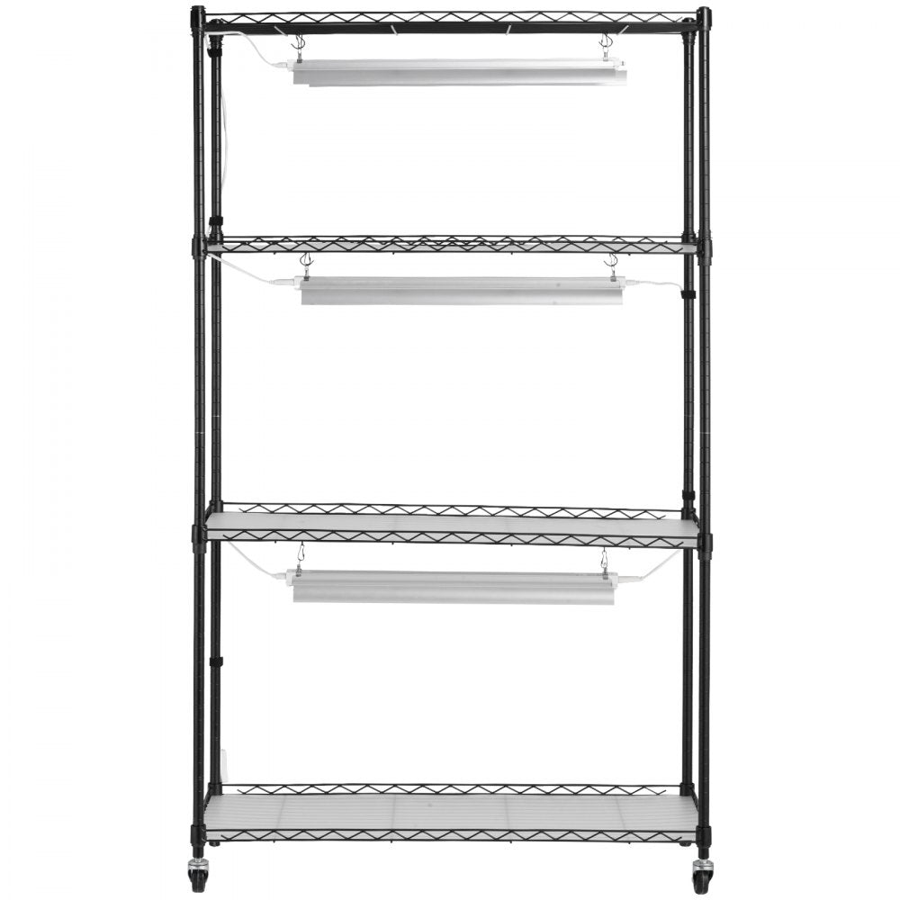 VEVOR Plant Stand with Grow Light, 4 Tier Plant Shelf with 90W Grow Light for Indoor Plants, Grow Light Shelf Full Spectrum Lights Adjustable Metal Plant Stand for Seed Starting