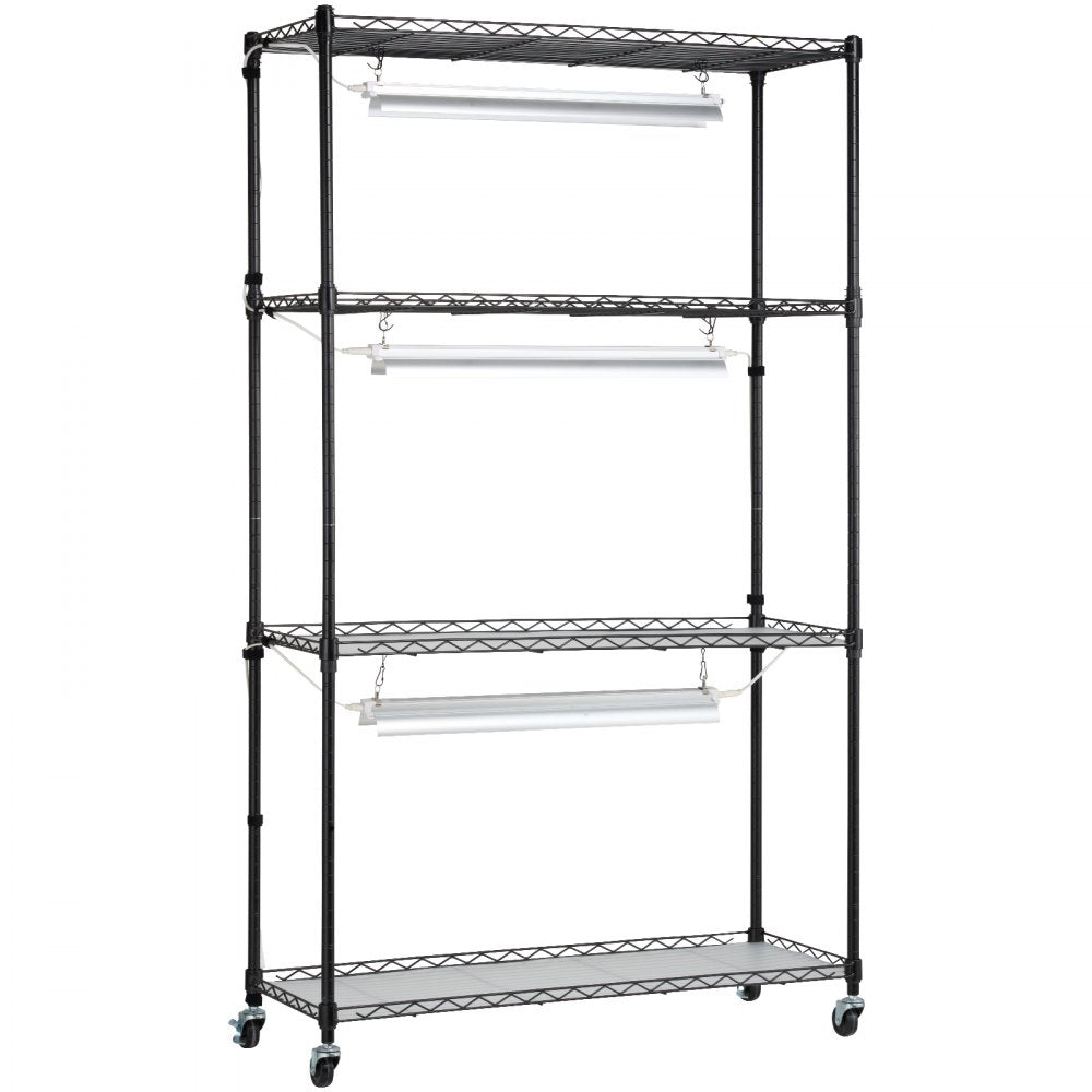 VEVOR Plant Stand with Grow Light, 4 Tier Plant Shelf with 90W Grow Light for Indoor Plants, Grow Light Shelf Full Spectrum Lights Adjustable Metal Plant Stand for Seed Starting