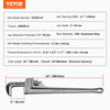 VEVOR Pipe Wrench, 24" Aluminum Straight Pipe Wrench, Adjustable Plumbing Wrench, with High Strength Jaw and Ergonomic Handle, Easy to Carry, Hangable Design, for Water Pipes, Automotive Repairs