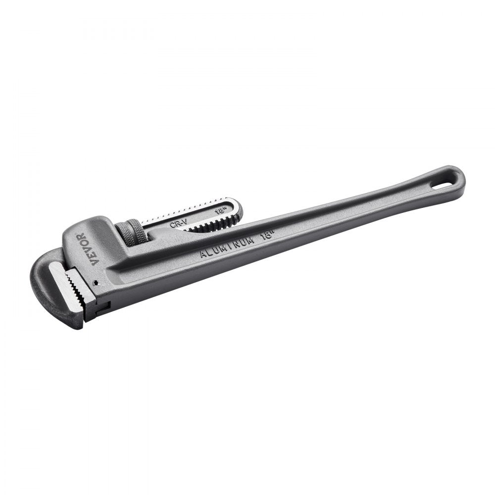 VEVOR Pipe Wrench, 18" Aluminum Straight Pipe Wrench, Adjustable Plumbing Wrench, with High Strength Jaw and Ergonomic Handle, Easy to Carry, Hangable Design, for Water Pipes, Automotive Repairs