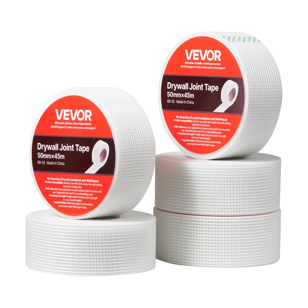 VEVOR Drywall Mesh Tape, 1.97 inch W x 147.64 ft L Self-Adhesive Fiberglass Drywall Joint Tape, 36 Rolls Dry Wall Patch for Easy Sheetrock Ceiling Crack Repair, to Achieve Smooth Even Wall Surface