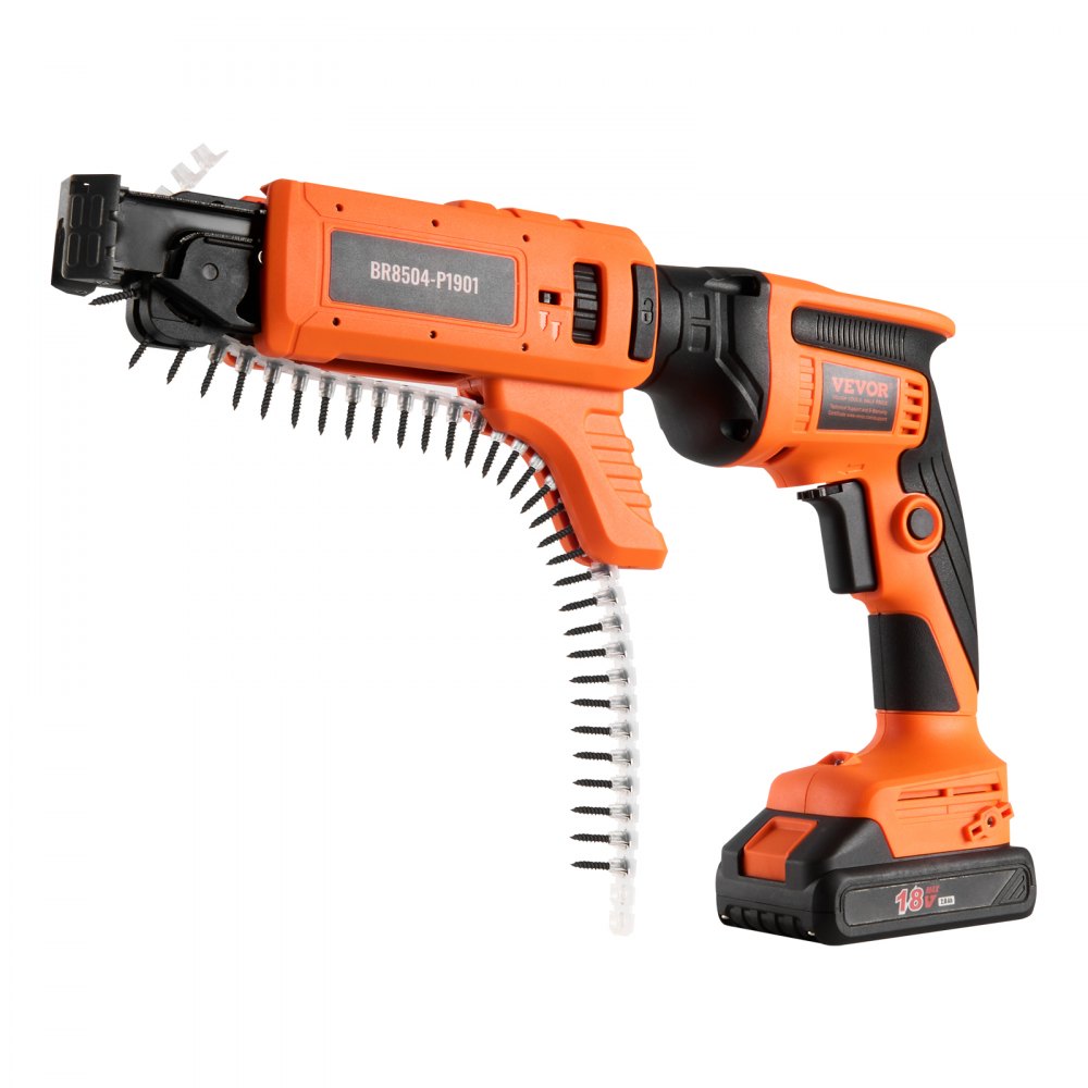 VEVOR Drywall Screw Gun Auto-Feed, 20V Max Collated Drywall Screwgun, 4200RPM Brushless Cordless Drywall Gun Kit with 2 Battery Packs, Charger, Belt Clip, Tool Bag, Screw Length and Depth Adjustable