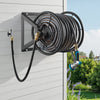 VEVOR Wall Mounted Garden Hose Reel, Holds 200 ft 5/8-inch Manual Water Hose Winder, Heavy-Duty Steel, Outdoor Reel with Brass Fitting & 5ft Leader Hose, Space Saving, for Yard Lawn Garage