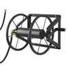 VEVOR Wall Mounted Garden Hose Reel, Holds 200 ft 5/8-inch Manual Water Hose Winder, Heavy-Duty Steel, Outdoor Reel with Brass Fitting & 5ft Leader Hose, Space Saving, for Yard Lawn Garage