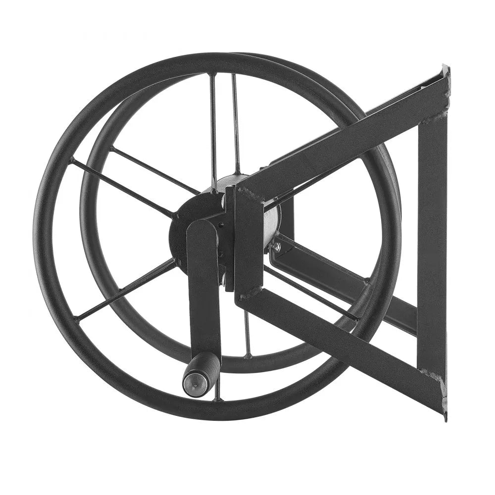 VEVOR Wall Mounted Garden Hose Reel, Holds 200 ft 5/8-inch Manual Water Hose Winder, Heavy-Duty Steel, Outdoor Reel with Brass Fitting & 5ft Leader Hose, Space Saving, for Yard Lawn Garage