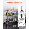 VEVOR Kitchen Utility Cart, 3 Tier Heavy Duty Adjustable Wire Storage Rack, Commercial Steel Rolling Service Trolley on Wheels, Work Table with Handle Bar, for Garage and Laundry Room, 35x17.8x40.9 in