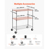 VEVOR Kitchen Utility Cart, 3 Tier Heavy Duty Adjustable Wire Storage Rack, Commercial Steel Rolling Service Trolley on Wheels, Work Table with Handle Bar, for Garage and Laundry Room, 35x17.8x40.9 in