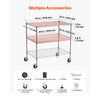 VEVOR Kitchen Utility Cart, 3 Tier Heavy Duty Adjustable Wire Storage Rack, Commercial Steel Rolling Service Trolley on Wheels, Work Table with Handle Bar, for Garage and Laundry Room, 40x25x40.9 in