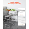 VEVOR Kitchen Utility Cart, 3 Tier Heavy Duty Adjustable Wire Storage Rack, Commercial Steel Rolling Service Trolley on Wheels, Work Table with Handle Bar, for Garage and Laundry Room, 40x25x40.9 in