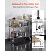 VEVOR Kitchen Utility Cart, 3 Tier Heavy Duty Adjustable Wire Storage Rack with Wood Tabletop and Handle Bar, Rolling Portable Service Trolley on Wheels, 661 lbs Steel Work Table, 30x18x36 in