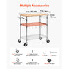 VEVOR Kitchen Utility Cart, 3 Tier Heavy Duty Adjustable Wire Storage Rack with Wood Tabletop and Handle Bar, Rolling Portable Service Trolley on Wheels, 661 lbs Steel Work Table, 30x18x36 in