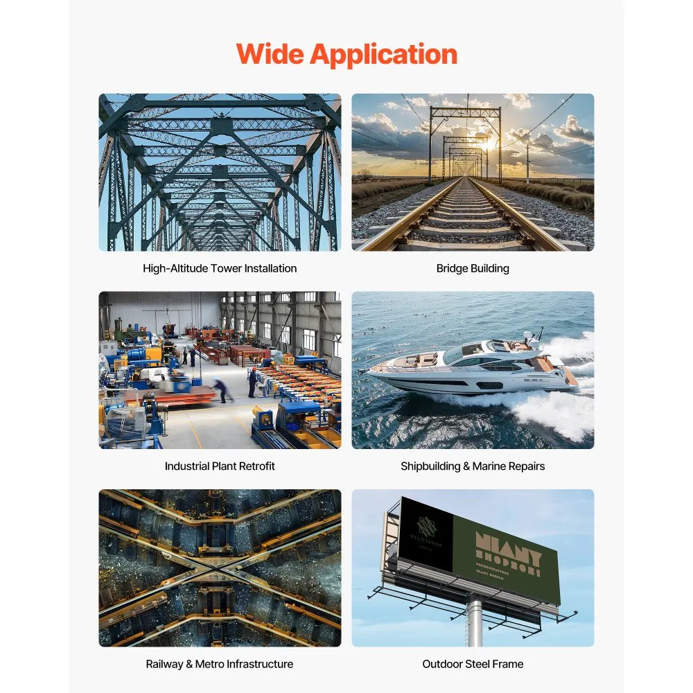 Wide application: construction, bridge building, industrial retrofit, shipbuilding, railway/metro infrastructure