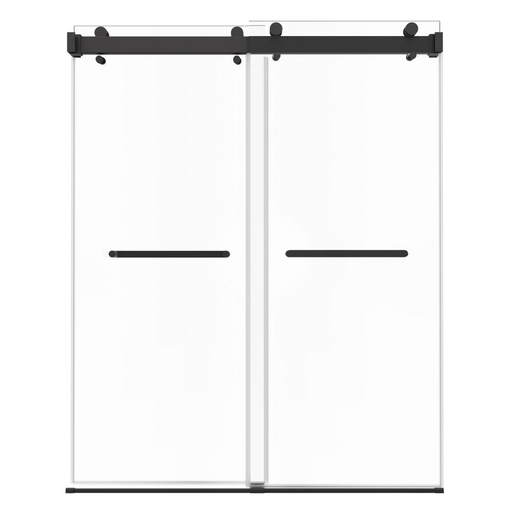 VEVOR Frameless Shower Door, 48" W x 76" H, Shower Sliding Glass Door with 3/8" (10 mm) Thick Clear Tempered Glass, Noiseless Shatterproof Nano Coating, with Rail, Seal Strip and Hardware Kit