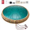 VEVOR Steel Tongue Drum, 14 in & 15 Notes, Rain Drum for Outside Garden, D Major Key, Tank Drum with 2 Mallets & Carry Bag, Hand Pan Drum Percussion Instrument for Musical Education Yoga, Green