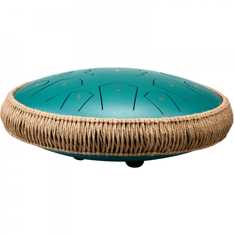 VEVOR Steel Tongue Drum, 14 in & 15 Notes, Rain Drum for Outside Garden, C Major Key, Tank Drum with 2 Mallets & Carry Bag, Hand Pan Drum Percussion Instrument for Musical Education Yoga, Green