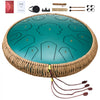 VEVOR Steel Tongue Drum, 14 in & 15 Notes, Rain Drum for Outside Garden, C Major Key, Tank Drum with 2 Mallets & Carry Bag, Hand Pan Drum Percussion Instrument for Musical Education Yoga, Green