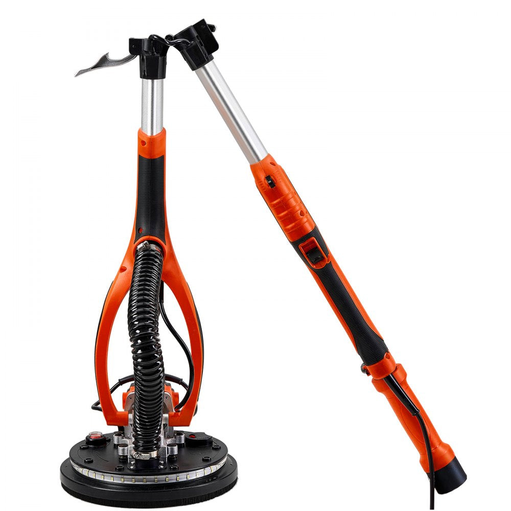 VEVOR Drywall Sander, 850W Electric Drywall Sander, Popcorn Ceiling Removal Tool with 5 Variable Speed 800-1700 RPM, Double-Deck LED Light, Foldable & Extendable Handle, 15 Sanding Discs, Dust Hose