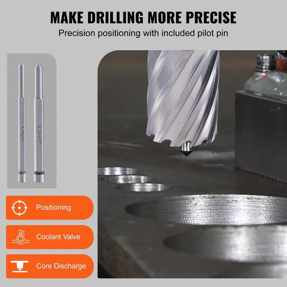 VEVOR Annular Cutter Set, 13 pcs Weldon Shank Mag Drill Bits, 7/16" to 1-1/16" Cutting Diameter, 1" Cutting Depth, M2AL HSS, 2 Pilot Pins, Hex Wrench and Portable Case, for Using with Magnetic Drills
