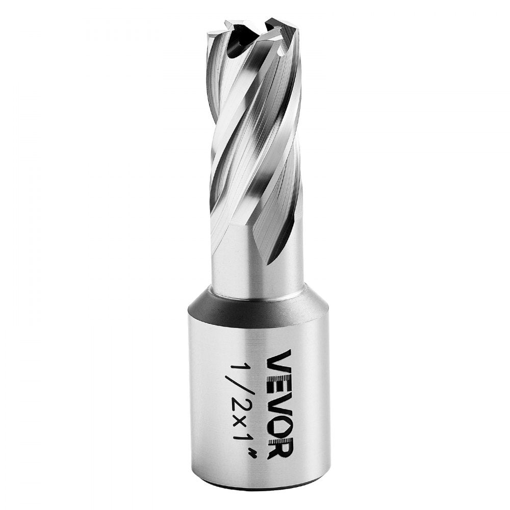 VEVOR Annular Cutter Set, 5 pcs Weldon Shank Mag Drill Bits Kit, 1" Cutting Depth, 1/2" Cutting Diameter, HSS, 3 Drill Bits with 2 Pilot Pins and 3 Plastic Cases, for Magnetic Drills, Steel, Aluminum