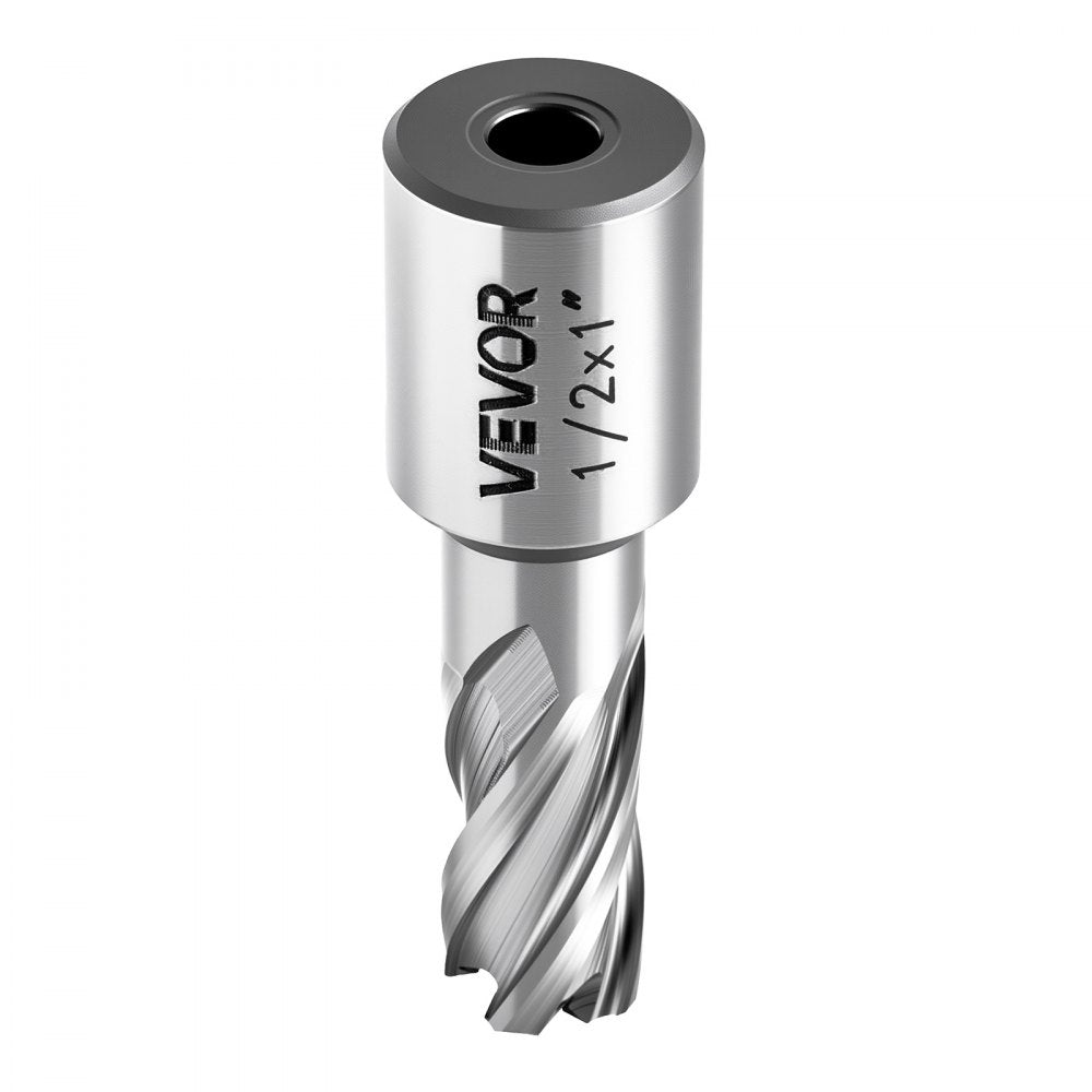 VEVOR Annular Cutter Set, 5 pcs Weldon Shank Mag Drill Bits Kit, 1" Cutting Depth, 1/2" Cutting Diameter, HSS, 3 Drill Bits with 2 Pilot Pins and 3 Plastic Cases, for Magnetic Drills, Steel, Aluminum
