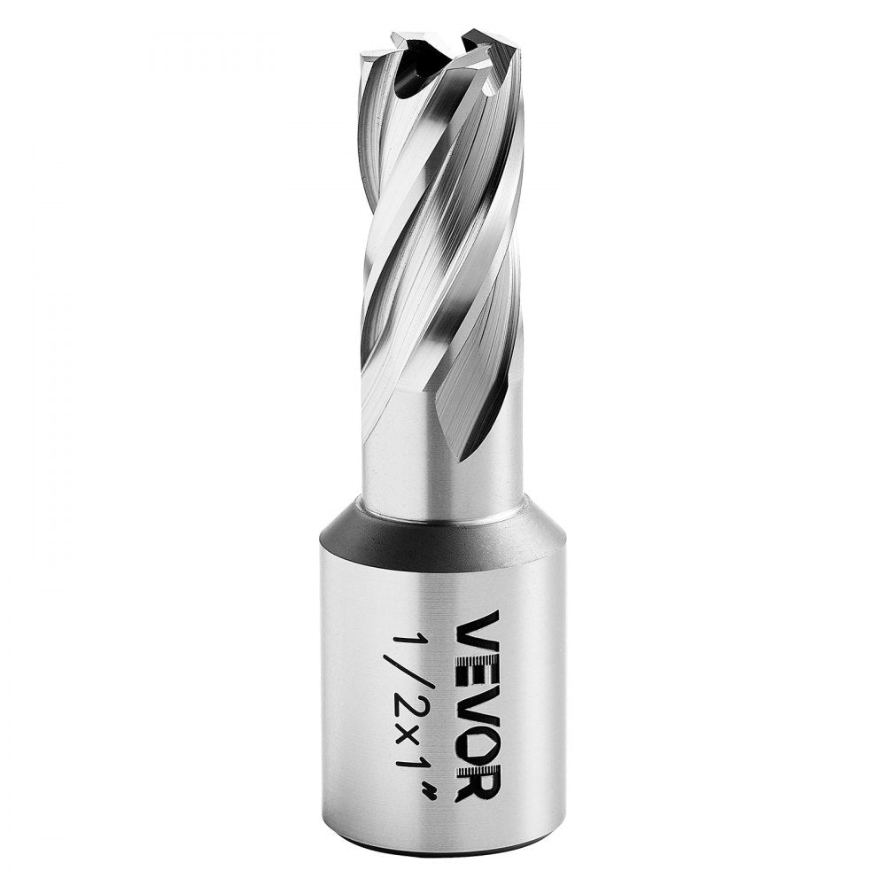 VEVOR Annular Cutter Set, 5 pcs Weldon Shank Mag Drill Bits Kit, 1" Cutting Depth, 1/2", 5/8", 1" Cutting Diameter, HSS, 3 Drill Bits with 2 Pilot Pins and 3 Plastic Cases, for Magnetic Drills, Steel