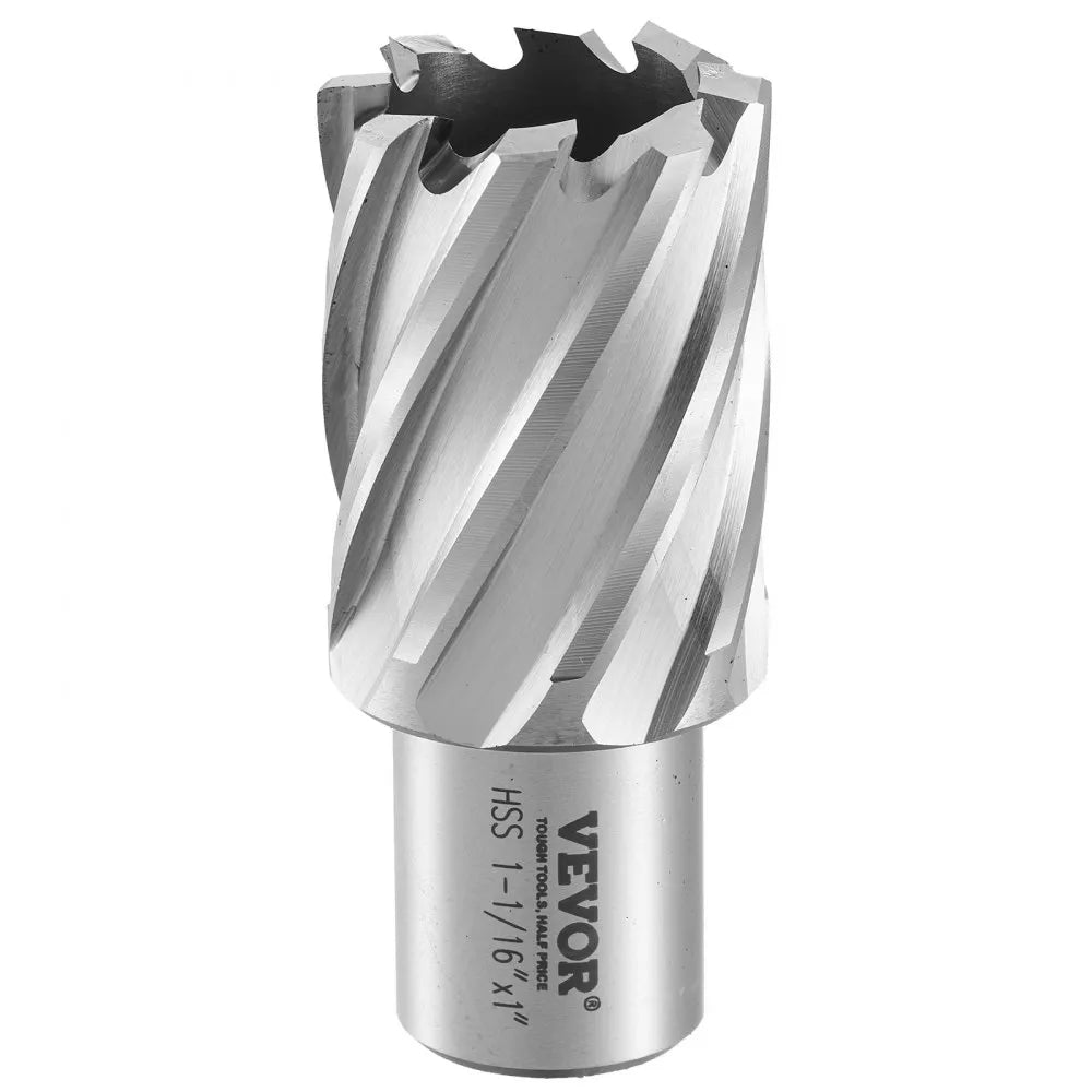 VEVOR Annular Cutter Set, 6 pcs Weldon Shank Mag Drill Bits, 1/2" to 1-1/16" Cutting Diameter, 1" Cutting Depth, M2AL High-Speed Steel, with Pilot Pin and Portable Case, for Using with Magnetic Drills