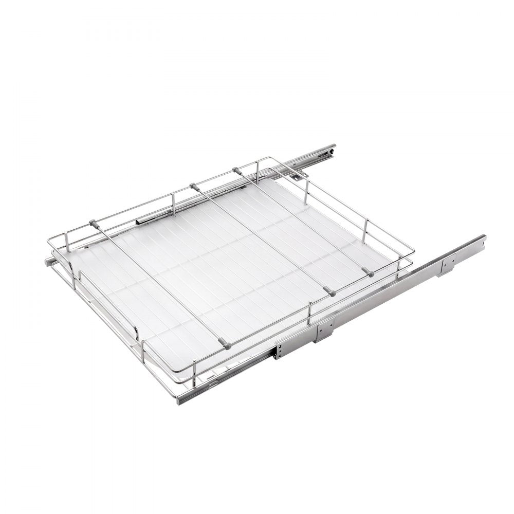 VEVOR Pull Out Cabinet Organizer 18.11"W x 20.98"D Steel Slide Out Drawers, for Kitchen Bathroom Pantry Home Organization, Chrome-Plated Finish, Heavy Duty Storage Sliding Shelves for Base Cabinets
