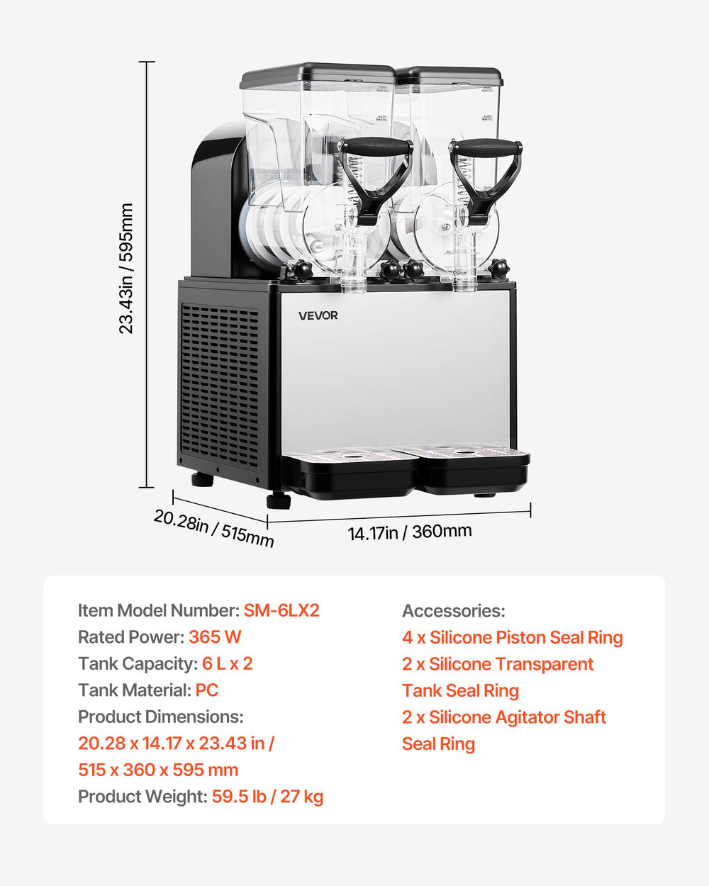 VEVOR Slushie Machine, 6L/1.6Gal x 2 Tank Commercial Slushy Maker, Frozen Drink Maker with Self-Cleaning, Margarita Machine for Restaurants Bars Party for Slushie, Margaritas, Milkshake & More