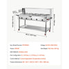 VEVOR Commercial Food Warmer 10 Pans Electric Tube Heating Table 3500W, for Buffet Restaurant Catering, Stainless Steel Server with Folding Board, Undershelf, Rolling Stand, and Temp Control