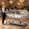 VEVOR Commercial Food Warmer 10 Pans Electric Tube Heating Table 3500W, for Buffet Restaurant Catering, Stainless Steel Server with Folding Board, Undershelf, Rolling Stand, and Temp Control