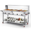 VEVOR Commercial Food Warmer 10 Pans Electric Tube Heating Table 3500W, for Buffet Restaurant Catering, Stainless Steel Server with Folding Board, Undershelf, Rolling Stand, and Temp Control