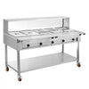 VEVOR Commercial Food Warmer 10 Pans Electric Tube Heating Table 3500W, for Buffet Restaurant Catering, Stainless Steel Server with Folding Board, Undershelf, Rolling Stand, and Temp Control