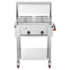 VEVOR Commercial Food Warmer 6 x 1/3 Pans Electric Tube Heating Table 1000W, for Buffet Restaurant Catering, Stainless Steel Server with Folding Board, Undershelf, Rolling Stand, and Temp Control