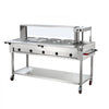 VEVOR Commercial Food Warmer 7 Pans Electric Tube Heating Table 3500W, for Buffet Restaurant Catering, Stainless Steel Server with Food Heat Lamp, Folding Board, Undershelf, and Rolling Stand